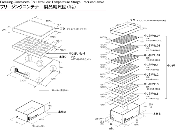 フリージングコンテナ 製品縮尺図